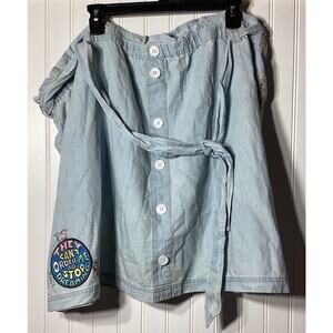 Disney Women's Cinderella Patch Chambray Skirt Light Denim 3xl